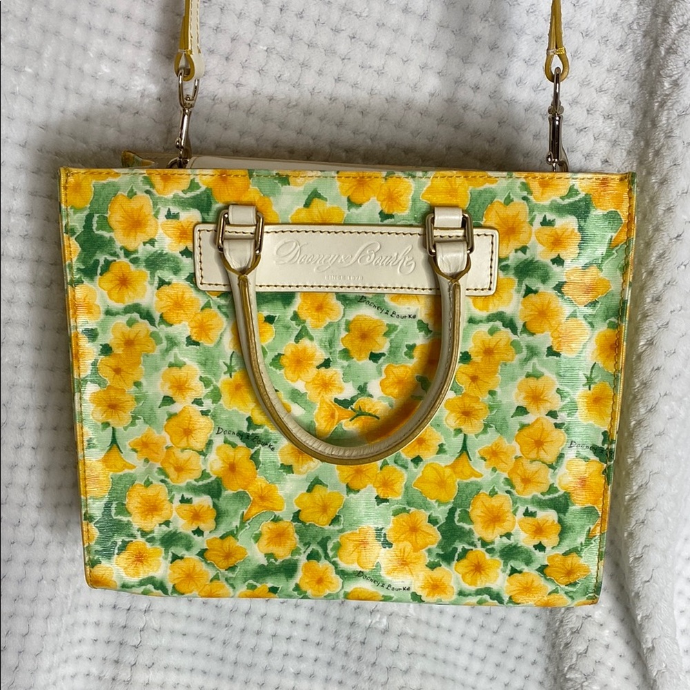 Dooney & Bourke Yellow Floral Crossbody Satchel Purse